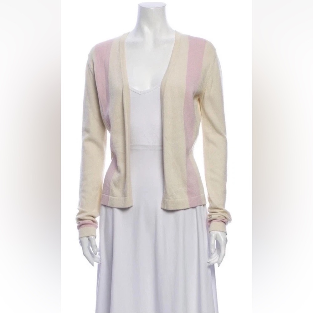 CHANEL 03P Pink Cream Cashmere Cardigan 38 EUC